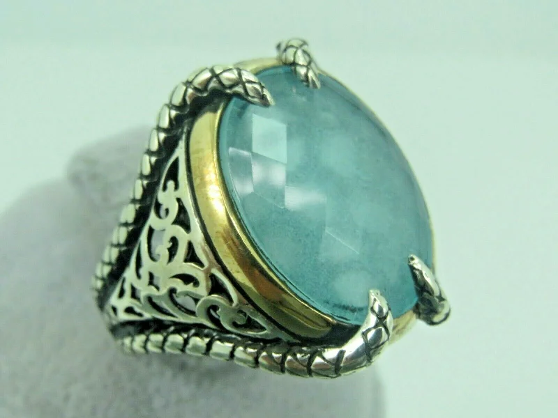 Turkish Handmade Jewelry 925 Sterling Silver Aquamarine Stone Mens Rings