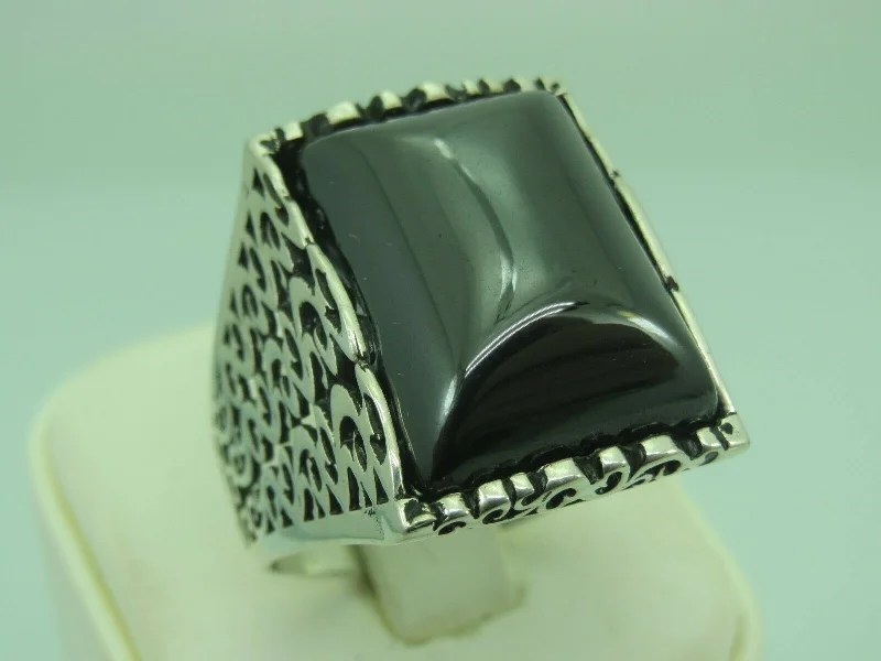 Turkish Handmade Jewelry 925 Sterling Silver Onyx Stone Mens Rings