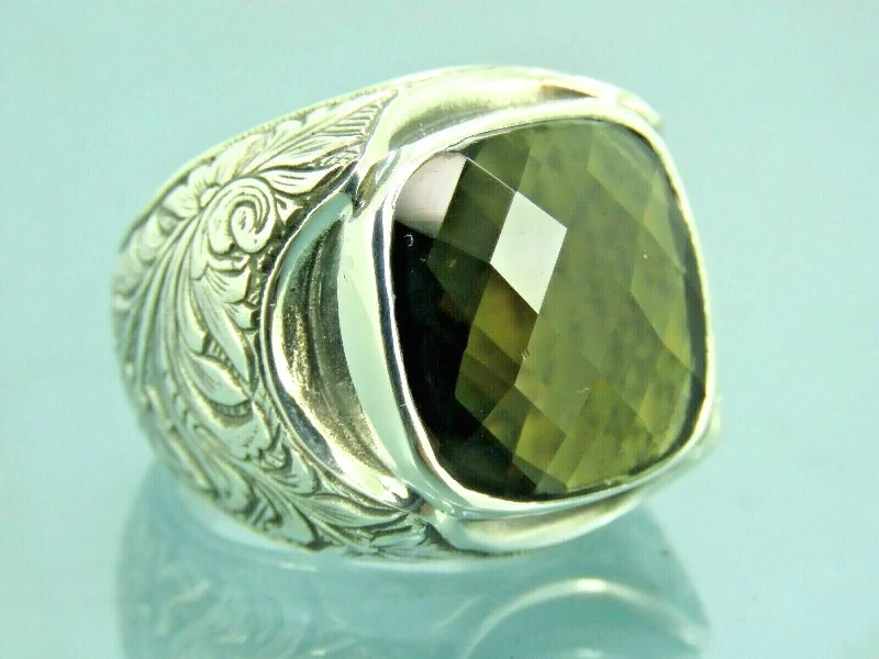 Turkish Handmade Jewelry 925 Sterling Silver Peridot Stone Men's Rings