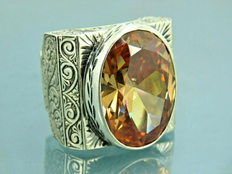 Turkish Handmade Jewelry 925 Sterling Silver Quartz Stone Mens Rings