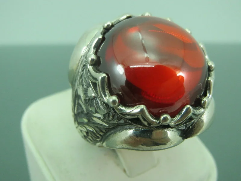 Turkish Handmade Jewelry 925 Sterling Silver Ruby Stone Mens Rings