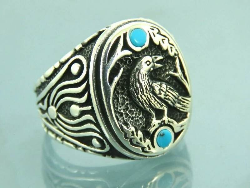 Turkish Handmade Jewelry 925 Sterling Silver Turquoise Stone Mens Rings