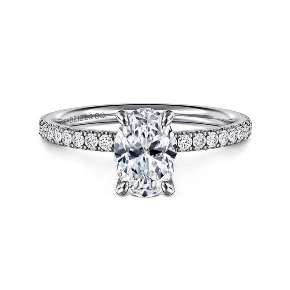 Twain - 14K White Gold Oval Diamond Engagement Ring (Setting Only)