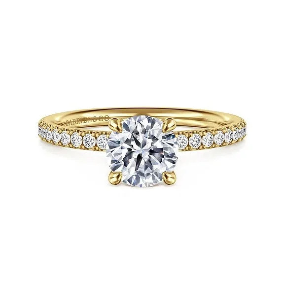 Twain - 14K Yellow Gold Round Diamond Engagement Ring (Setting Only)