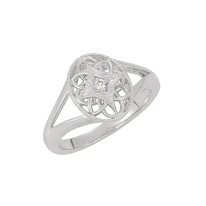 Your Perfect Accessory At The Perfect Price Vintage Style Sterling Silver .025 Ct G-H, I2  Diamond Oval Ring