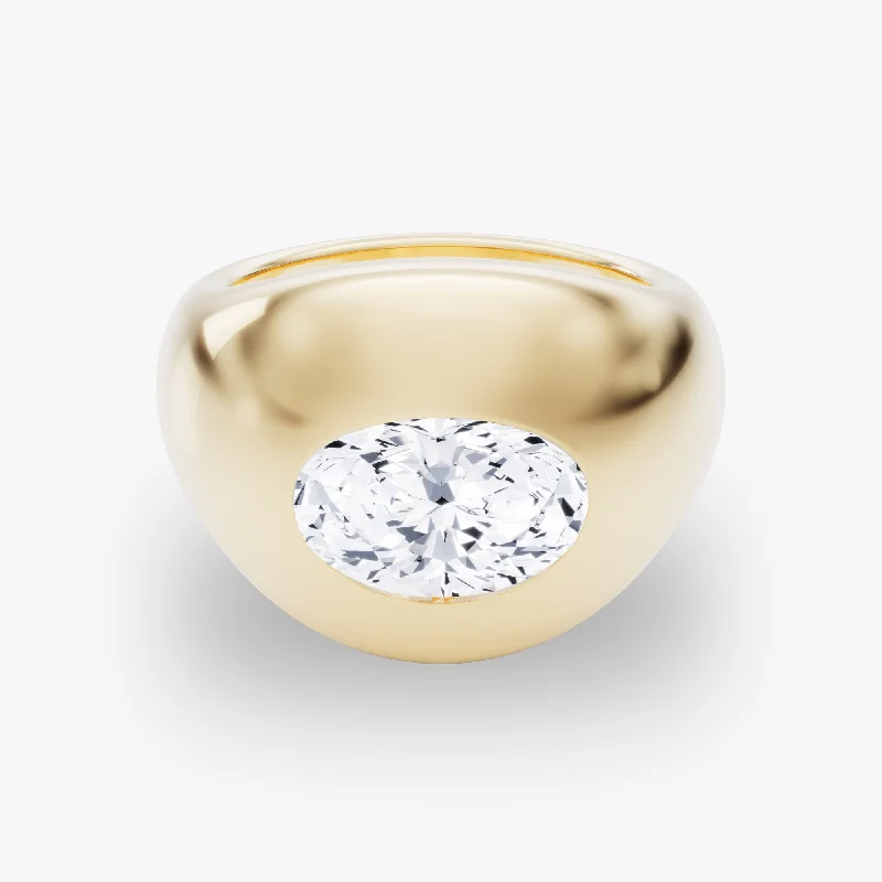 Shop Trending Jewelry With Exclusive Savings Dome Band 14K Gold Ring w. 2.0ct Oval Lab-Grown Diamond