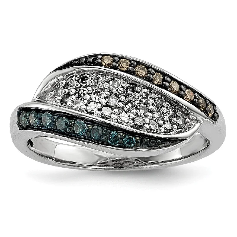 Handcrafted Jewelry Sale – Unique Designs At Low Prices White, Champagne & Blue Diamond Fancy Swirl Sterling Silver Ring Handcrafted Jewelry Sale – Unique Designs At Low Prices White, Champagne & Blue Diamond Fancy Swirl Sterling Silver Ring