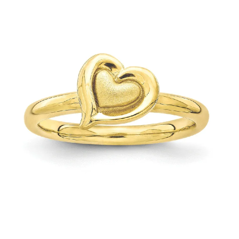 Trending Jewelry Styles Now At Limited-Time Discounts Yellow Gold Tone Plated Sterling Silver Stackable 9mm Heart Ring