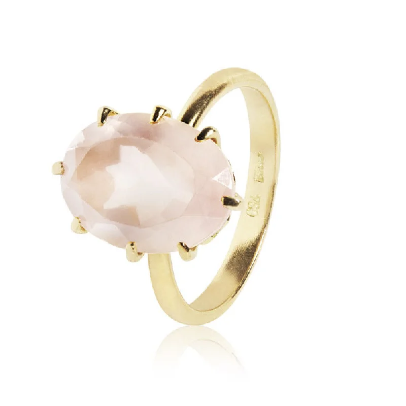 Pink 18K Gold Ring w. Quartz