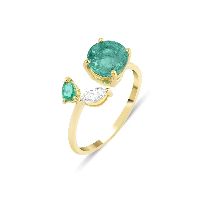 Luxury Jewelry Now At Special Promotional Rates Artisia Leaf 18K Gold Ring w. Emeralds Luxury Jewelry Now At Special Promotional Rates Artisia Leaf 18K Gold Ring w. Emeralds
