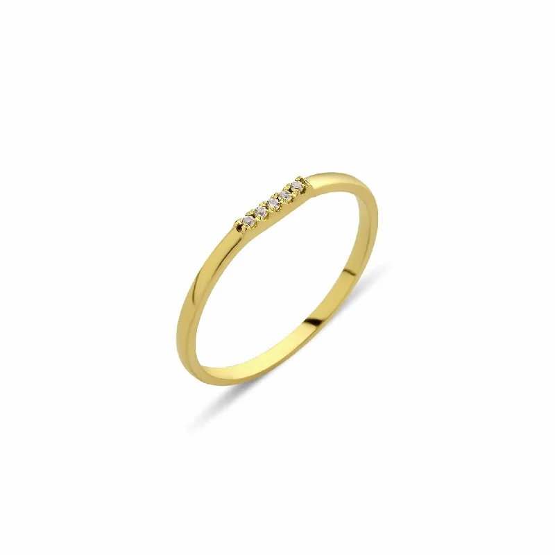 Stunning Statement Jewelry, Unbeatable Discounts Eline Row 18K Gold Ring w. White Sapphires