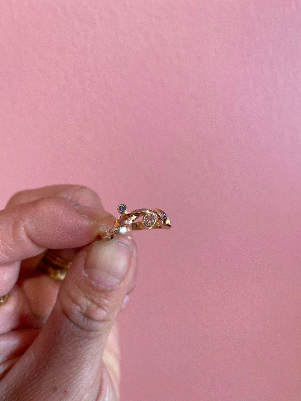 Customized Silver Jewelry For Unique Style Rebecca 14K Gold Ring w. Pink & Blue Stones