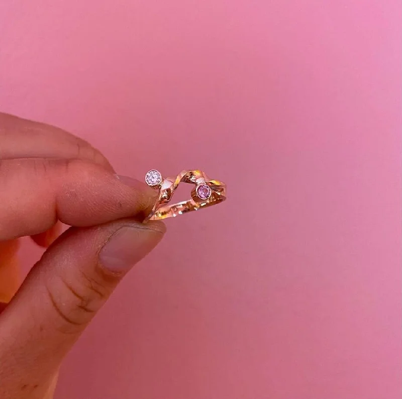 Handmade Pearl Jewelry For Timeless Elegance Rebecca 14K Gold Ring w. 2 stones