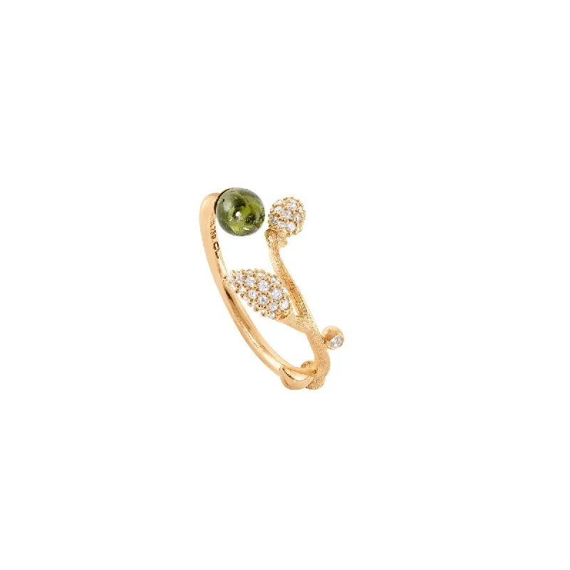 Limited-Time Jewelry Sale – Don't Miss Out On Dazzling Discounts Blooming 18K Gold Ring w. Diamonds & Tourmaline