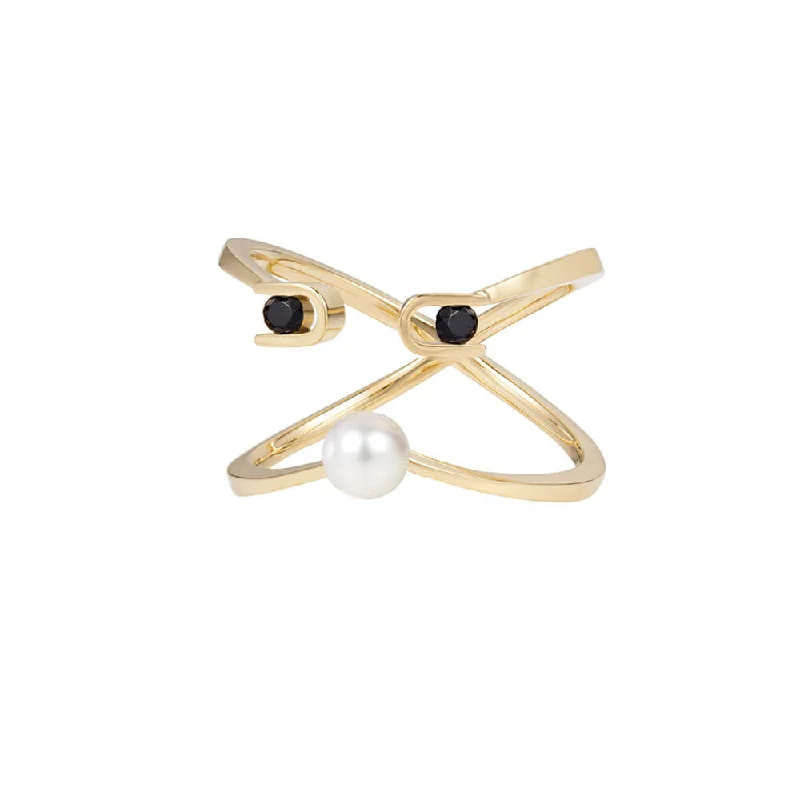 Trending Jewelry Now At Unbeatable Prices PREMIERE Paola 18K Gold Ring w. Spinel & Pearl