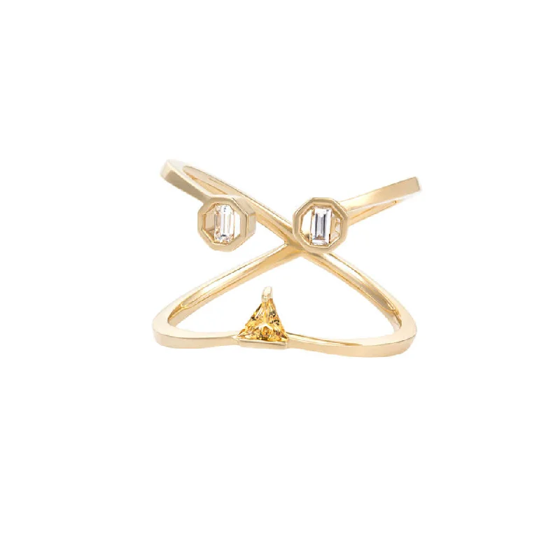 Shop Handcrafted Jewelry At Special Promotional Rates PREMIERE Octavia 18K Gold Ring w. Aquamarine & Citrin