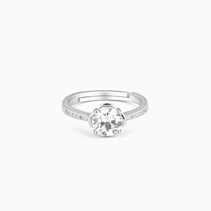 Silver Zircon Shimmer Flower Ring