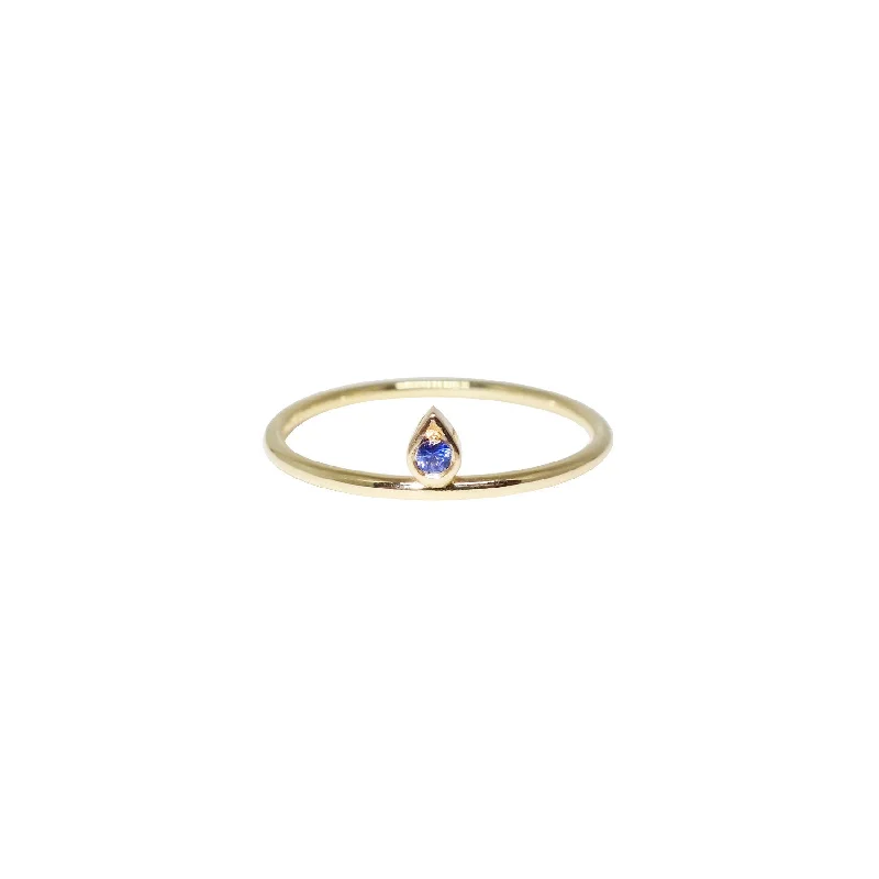 Exclusive Gemstone Jewelry Markdowns – Shop Now Tiny Tear 14K Gold Ring w. Sapphire