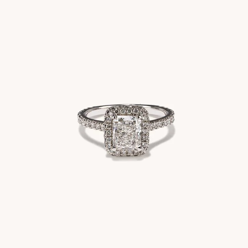 Celebrate With Sparkle – Jewelry Sale Now Live 1.51 Radiant Natural Diamond Engagement Ring with 2D Halo