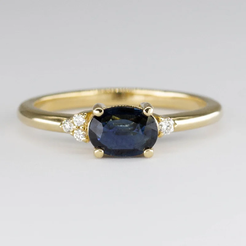 Sparkle More For Less – Jewelry Sale Happening Now '100 Ways' 14k Yellow Gold East West Sapphire and Diamond Ring | 0.80ct | SZ 7