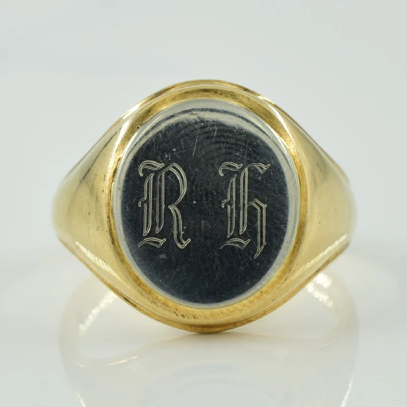 Shop Stylish Jewelry Now And Save Big 10k Two Tone Gold 'RG' Initialed Signet Ring | SZ 10.25 |