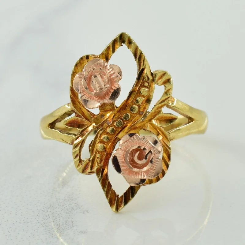 Luxury Handcrafted Jewelry For Elegant Looks 10k Yellow & Rose Gold Cocktail Ring | SZ 6.5 |