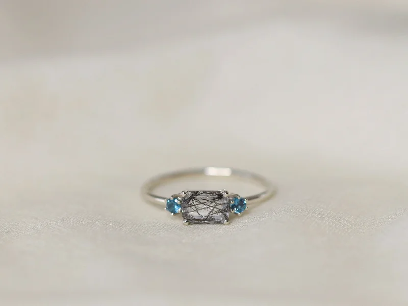 Timeless Jewelry Styles At Wallet-Friendly Prices Trilogy Ring with Tourmalinated Quartz and London Blue Topaz Timeless Jewelry Styles At Wallet-Friendly Prices Trilogy Ring with Tourmalinated Quartz and London Blue Topaz