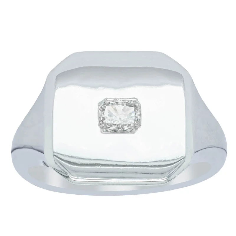 Exclusive Jewelry Sale Event – Shop Now 14ct White Gold .30ct Diamond Mens Signet Ring