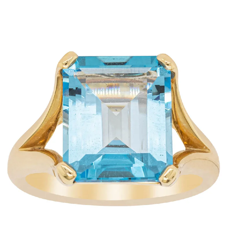 Stunning Jewelry Pieces At The Lowest Prices Ever 14ct Yellow Gold Blue Topaz Verona Ring