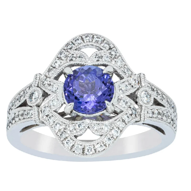 Must-Have Jewelry At Irresistible Discounts 18ct White Gold .97ct Tanzanite & Diamond Halo Ring