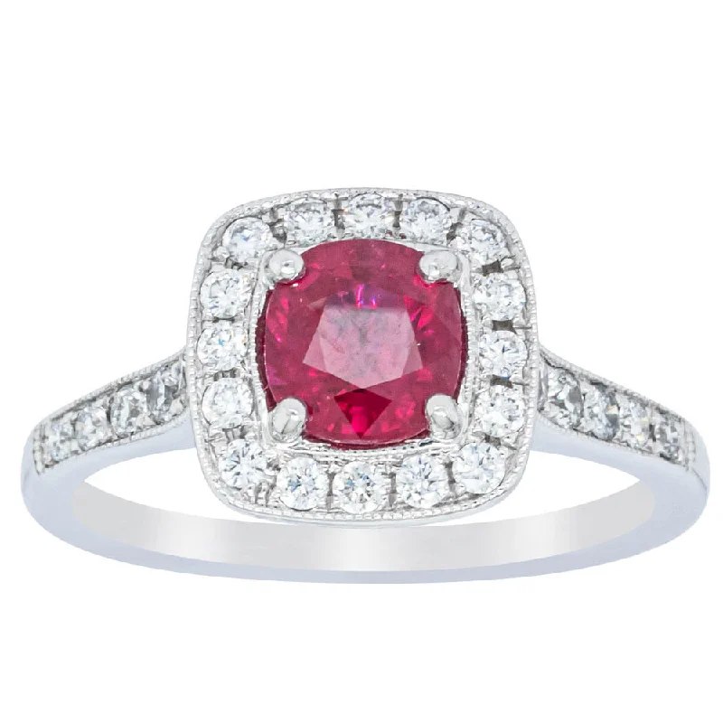 Flash Deals On Fine Jewelry – Shop Before It's Gone 18ct White Gold Ruby And Diamond Halo Ring