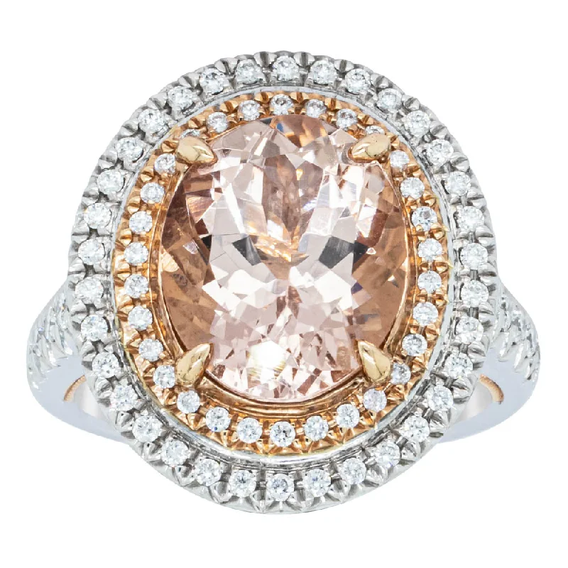 Limited-Stock Jewelry Sale – Once It's Gone, It's Gone 18ct White Gold 4.23ct Morganite & Diamond Halo Ring