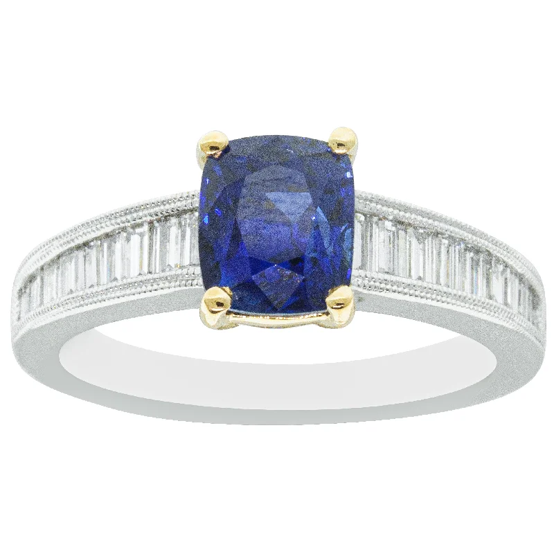 Chic And Stylish Jewelry At Discounted Prices 18ct White & Yellow Gold 2.10ct Sapphire & Diamond Ring