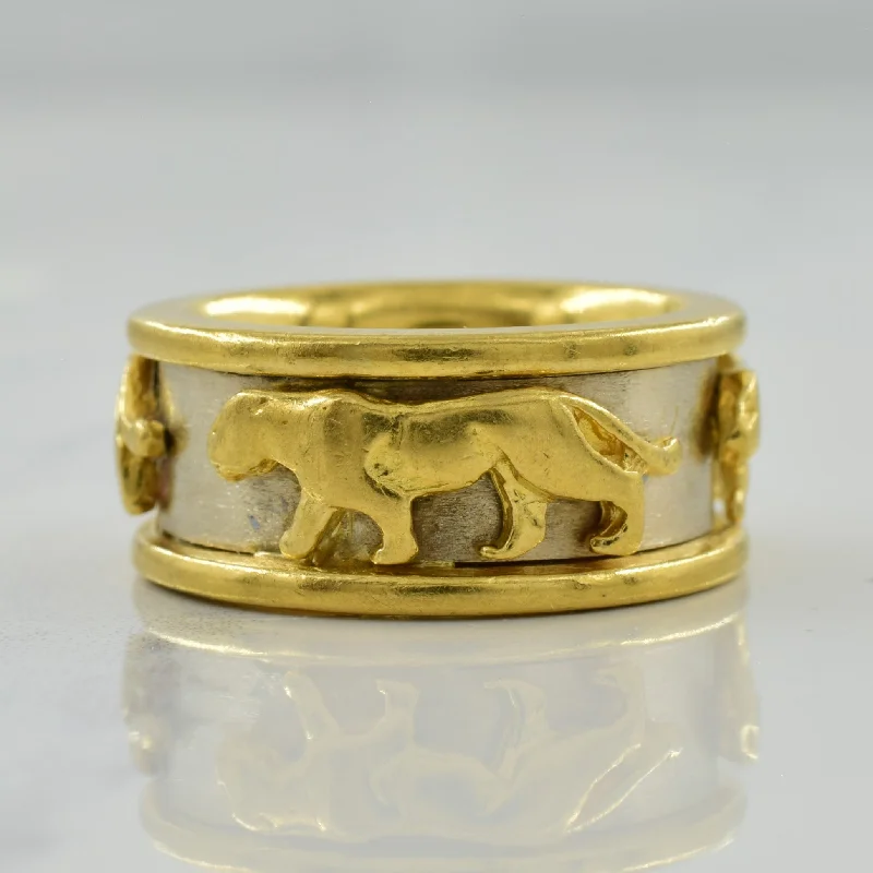 Trendy Minimalist Jewelry For Everyday Wear 18k Two Tone Cougar Ring | SZ 5.25 |