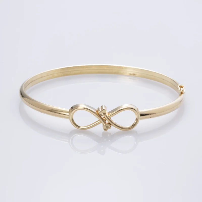 Dainty Floral Jewelry For Feminine Elegance 18k Yellow Gold Infinity Bangle Bracelet  | 6.5" |