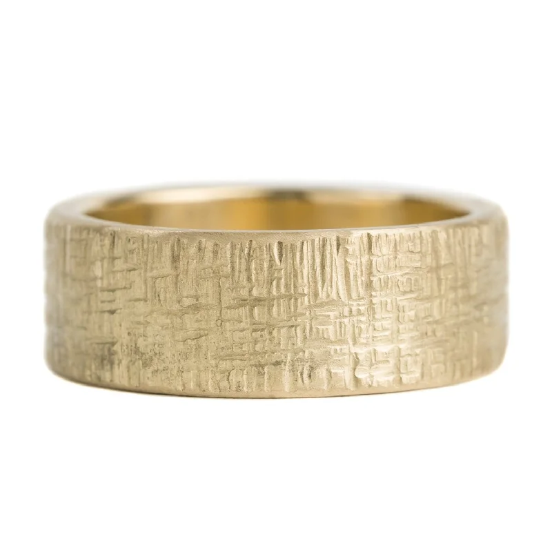 Luxury Meets Affordability – Jewelry Sale Live Now 18ky Gold Heavyweight Straight Wall Crosshatch Band
