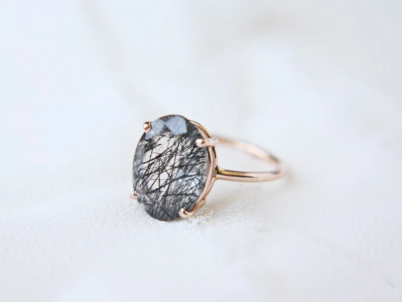 Premium Jewelry Now Available At Special Discounts Tourmalinated Quartz Ring, 14x10 Oval Faceted Premium Jewelry Now Available At Special Discounts Tourmalinated Quartz Ring, 14x10 Oval Faceted