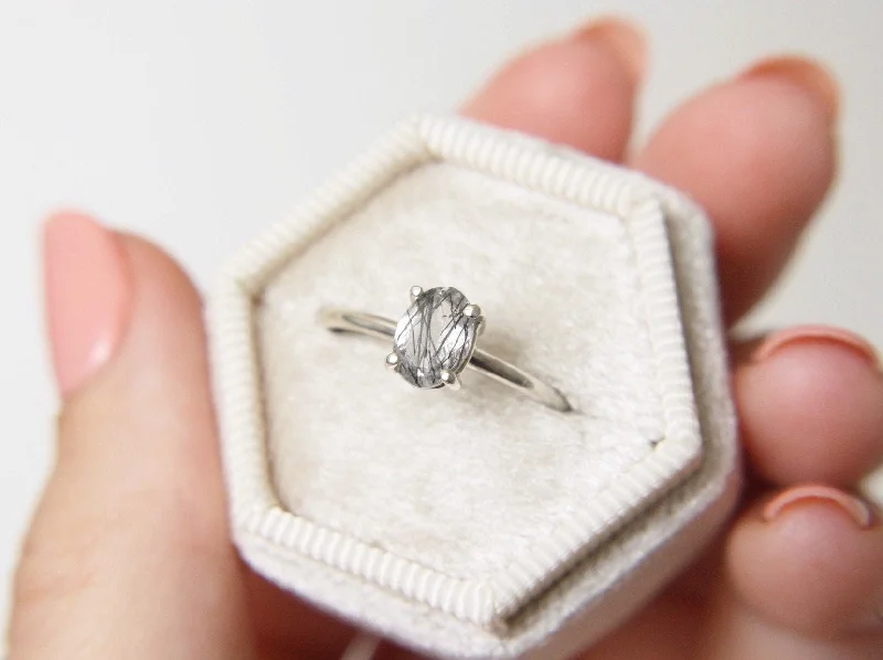 Grab Stylish Jewelry Before The Sale Ends Tourmalinated Quartz Ring, 7x5 Oval Faceted