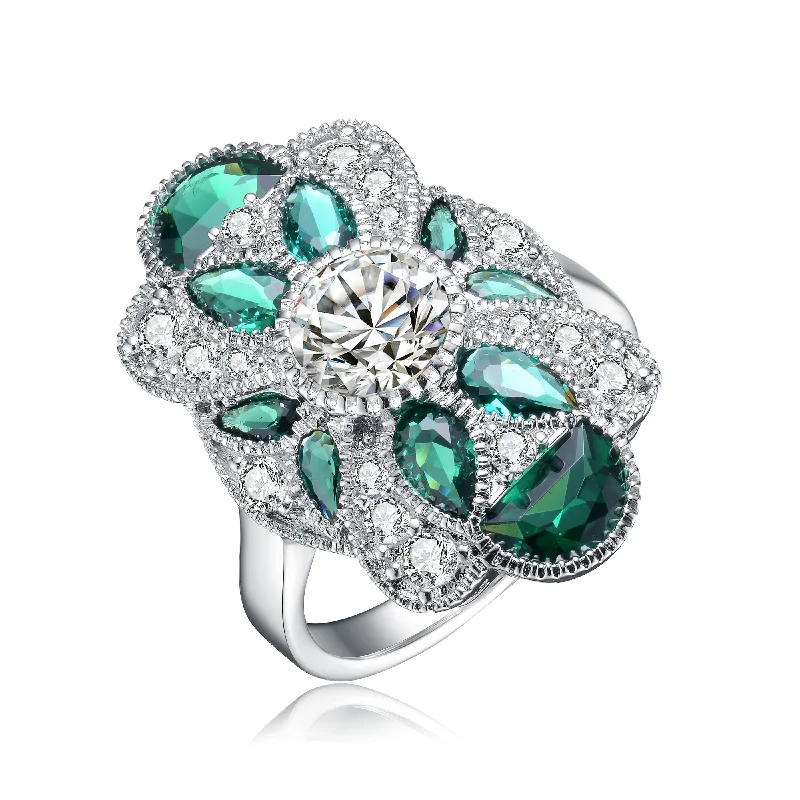 Shine Bright With Our Special Jewelry Promotions Renée Emerald Floral Cocktail Ring
