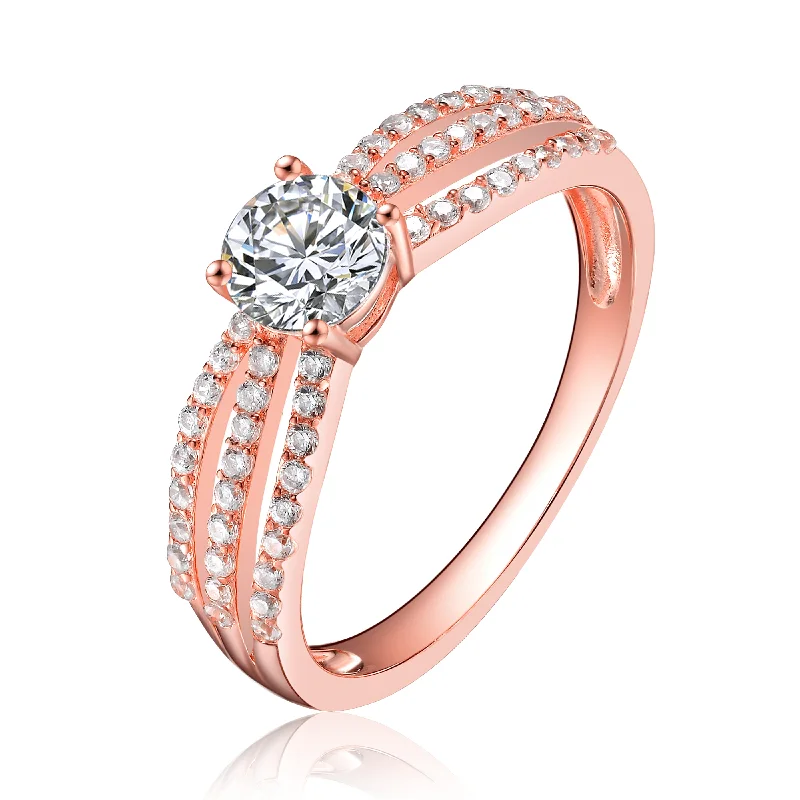 Gorgeous Jewelry, Limited-Time Savings Noelle Triple Band Rose Gold Solitaire Ring