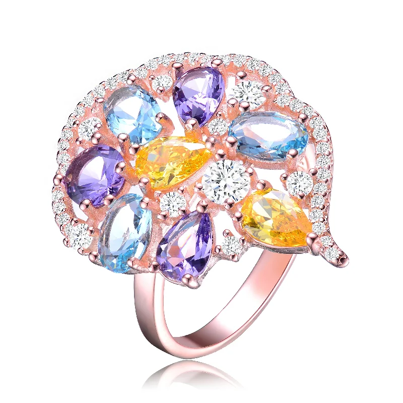The Jewelry Sale You've Been Waiting For Is Here Palette Caroline Multicolor Rose Gold Flower Ring