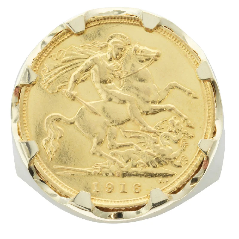 Trendy And Classic Jewelry Now At Reduced Prices 9ct Yellow Gold Half Sovereign Claw Set Ring