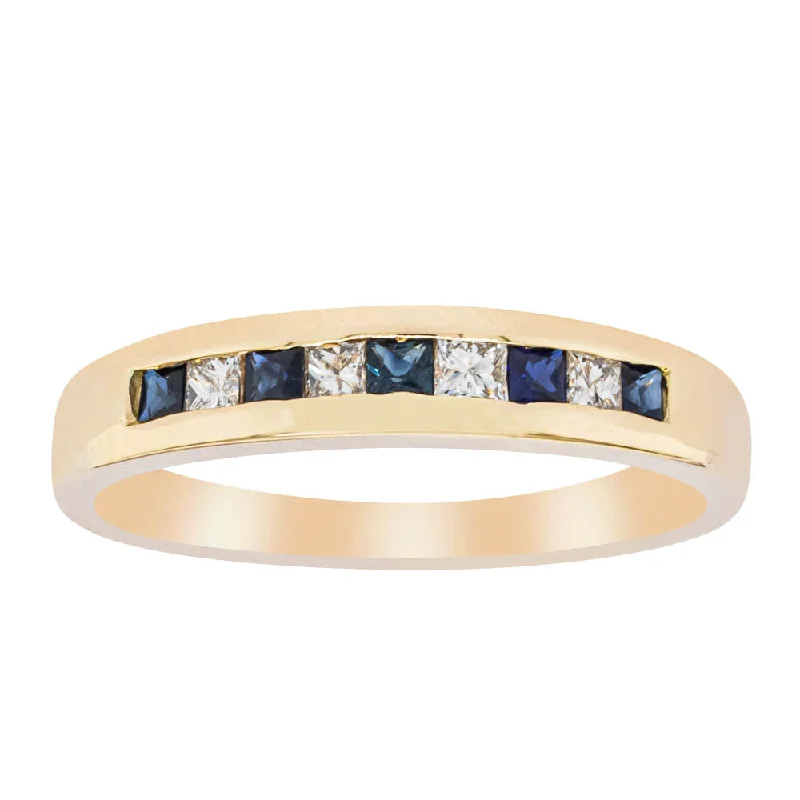 Romantic Heart-Shaped Jewelry For Special Gifts 9ct Yellow Gold Sapphire & Diamond Ring