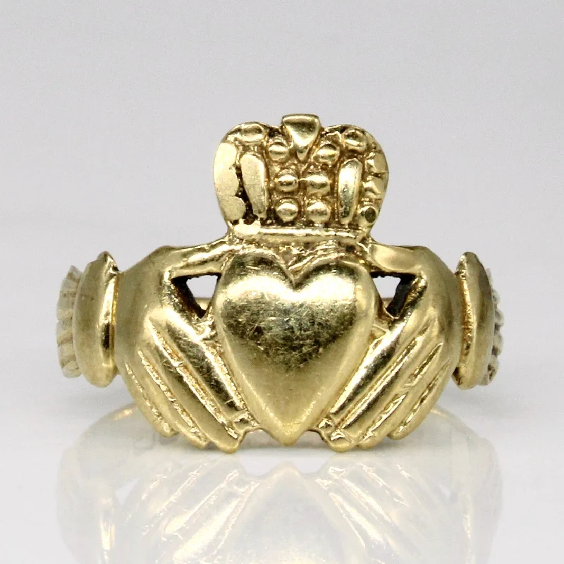 Discounted Jewelry For A Glamorous Look Hallmarked 9k Yellow Gold Claddagh Ring | SZ 4.25 |