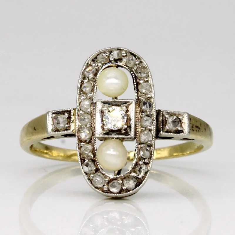 Exclusive Online Jewelry Sale – Don't Wait Art Deco Pearl & Diamond Ring | 0.19ctw | SZ 7.25 |