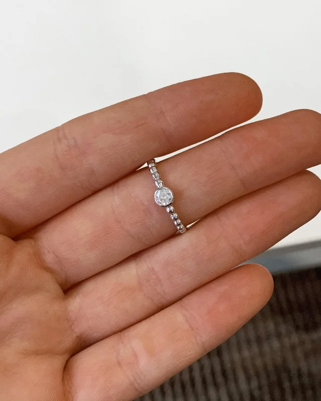 Don't Miss Out On Jaw-Dropping Jewelry Discounts Beaded CZ Ring  - Sterling Silver
