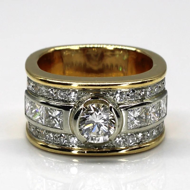 Huge Savings On Premium Jewelry Styles Bezel Diamond Wide Gold Ring | 2.01ctw | SZ 5.25 |