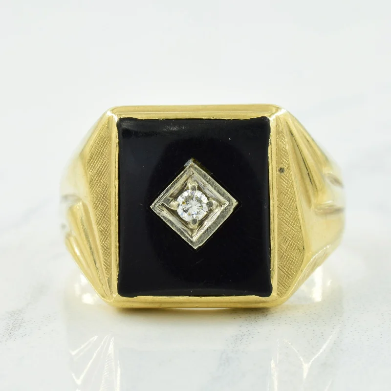 Luxury Meets Affordability – Jewelry Sale Live Now Black Onyx & Diamond Ring | 3.50ct, 0.05ct | SZ 12 |