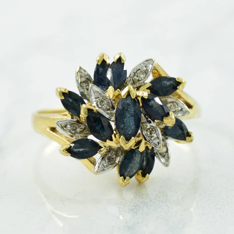 Timeless Elegance Now At Special Discounts Blue Sapphire & Diamond Bypass Ring | 0.95ctw, 0.04ctw | SZ 8.25 |