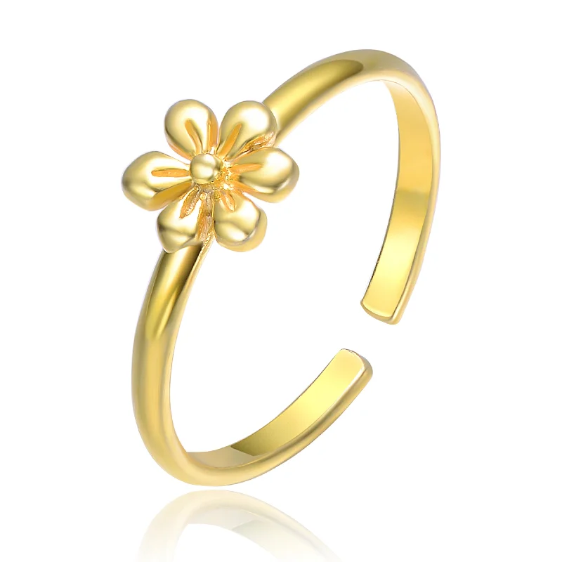 Affordable Glamour – Premium Jewelry For Less Children's 14k Gold Plated Daisy on Top Adjustable Ring